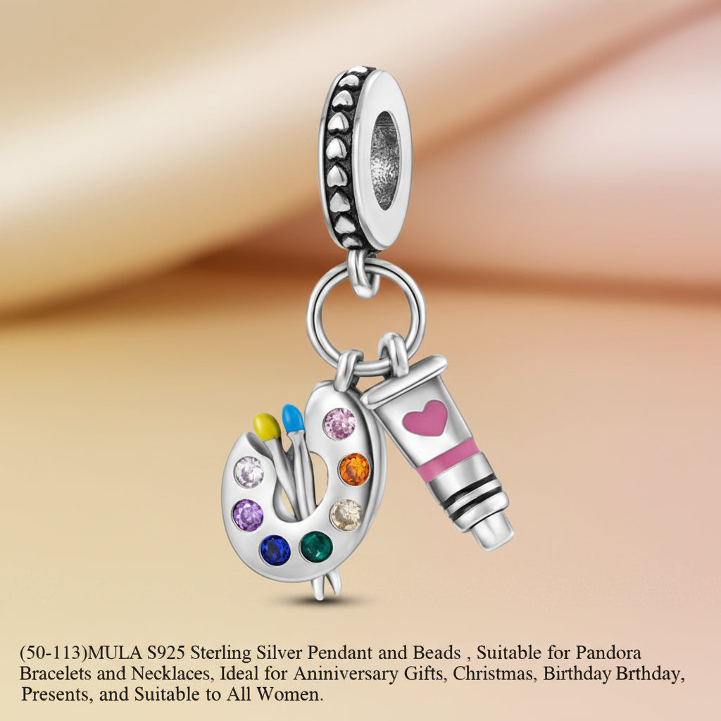 (50-113)MULA S925 Sterling Silver Pendant and Beads , Suitable for Pandora Bracelets and Necklaces, Ideal for Anniversary Gifts, Christmas, Birthday Presents, and Suitable for All Women.