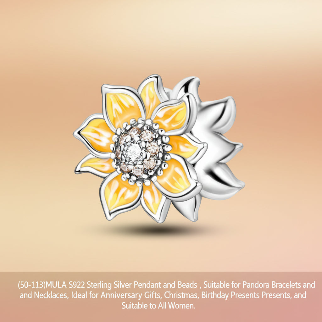 (50-113)MULA S925 Sterling Silver Pendant and Beads , Suitable for Pandora Bracelets and Necklaces, Ideal for Anniversary Gifts, Christmas, Birthday Presents, and Suitable for All Women.