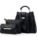 Women's 3-Piece PU Leather Handbag Set | Black